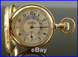 Richly Engraved American Waltham 14k Solid Gold Hunter Case Pocket Watch 1891