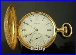 Richly Engraved American Waltham 14k Solid Gold Hunter Case Pocket Watch 1899