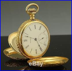 Richly Engraved American Waltham 14k Solid Gold Hunter Case Pocket Watch 1899