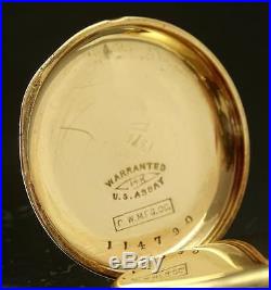 RICHLY ENGRAVED VICTORIAN ELGIN 14K SOLID GOLD HUNTER CASE POCKET WATCH 1888