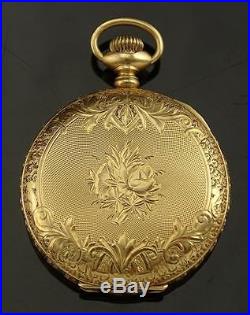 RICHLY ENGRAVED VICTORIAN WALTHAM 14K SOLID GOLD HUNTER CASE POCKET WATCH 1898