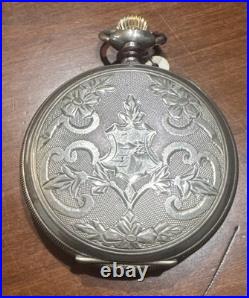 RUNS American Waltham Watch Co. Silver Pocket Watch Illinois Hunting Case 47mm