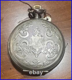RUNS American Waltham Watch Co. Silver Pocket Watch Illinois Hunting Case 47mm