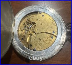 RUNS American Waltham Watch Co. Silver Pocket Watch Illinois Hunting Case 47mm