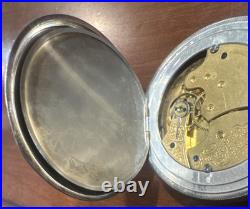 RUNS American Waltham Watch Co. Silver Pocket Watch Illinois Hunting Case 47mm