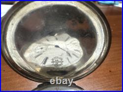RUNS American Watch Co. Waltham Coin Silver Pocket Hunting Case 50mm Lever Set