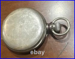 RUNS American Watch Co. Waltham Coin Silver Pocket Hunting Case 50mm Lever Set