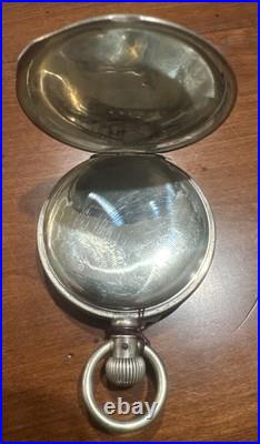 RUNS American Watch Co. Waltham Coin Silver Pocket Hunting Case 50mm Lever Set