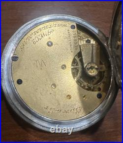 RUNS American Watch Co. Waltham Coin Silver Pocket Hunting Case 50mm Lever Set
