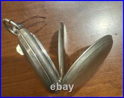 RUNS American Watch Co. Waltham Coin Silver Pocket Hunting Case 50mm Lever Set
