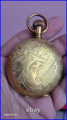 Railway Time Keeper Pocket Watch 21 Jewels Hunter Case Gold Filled Train Size 18