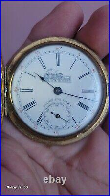 Railway Time Keeper Pocket Watch 21 Jewels Hunter Case Gold Filled Train Size 18