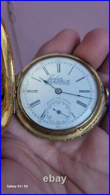 Railway Time Keeper Pocket Watch 21 Jewels Hunter Case Gold Filled Train Size 18