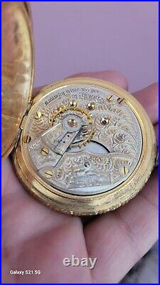 Railway Time Keeper Pocket Watch 21 Jewels Hunter Case Gold Filled Train Size 18