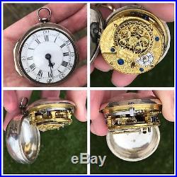Rare 1758 Verge Fusee Pair Case Pocket Watch With Small Dial by Thomas Shilling