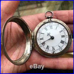 Rare 1758 Verge Fusee Pair Case Pocket Watch With Small Dial by Thomas Shilling