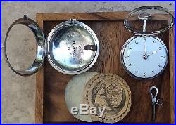 Rare 1795 Custom Dial verge fusee silver pair case pocket watch by Thomas Carter