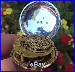 Rare 1795 Custom Dial verge fusee silver pair case pocket watch by Thomas Carter