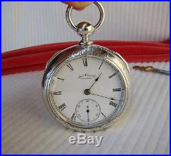 Rare 1884 WALTHAM CHAMPION Key Wind Pocket Watch in COIN SILVER CASE 18s Runs