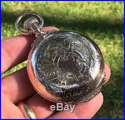 Rare 1887 17J Illinois Box Hinge G/F Hunter Case WithDisplay Back Pocket Watch