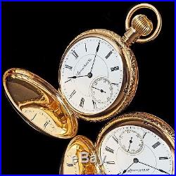 Rare 1890s Keystone Watch Co West End 14K Yellow Gold Hunter Case Pocket Watch