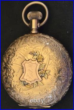 Rare 1897, Elgin Fancy Tri Color Gold, 15 Jewels Full Hunter Pocket Watch