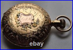 Rare 1897, Elgin Fancy Tri Color Gold, 15 Jewels Full Hunter Pocket Watch