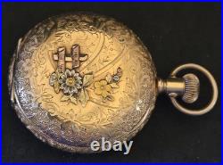 Rare 1897, Elgin Fancy Tri Color Gold, 15 Jewels Full Hunter Pocket Watch