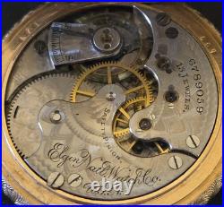 Rare 1897, Elgin Fancy Tri Color Gold, 15 Jewels Full Hunter Pocket Watch