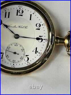 Rare 1906 Hamilton Grd 993 Mod 1 16s 21j RR Grd Pocket Watch 10K GF Hunter Case