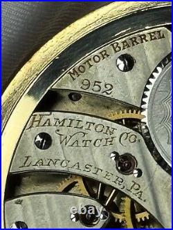 Rare 1911 Hamilton Grd 952 Mod 3 16s 19j Pocket Watch Ham Dial withMin 14K GF Case