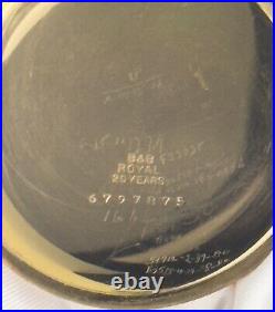 Rare 1918 Bunn 16s 19j Mod 11 Cls 1 RG Pocket Watch Signed Monty Dial 14KGF Case