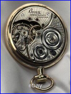 Rare 1918 Bunn 16s 19j Mod 11 Cls 1 RG Pocket Watch Signed Monty Dial 14KGF Case