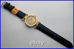 Rare ANTIQUE Mechanical Mens Marriage Luxury Swiss Wristwatch in Gilt case