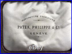 Rare Antique 1880-1910 Patek Philippe Geneve Pocket Watch Box Leather Hard Case