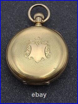 Rare Antique 1880 Waltham Hillside Grade Pocket Watch 18k Yellow Gold Case