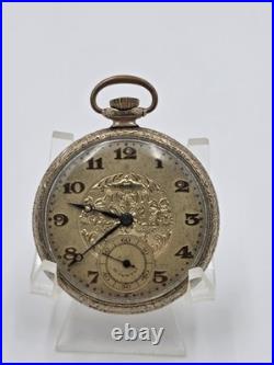 Rare Antique 1920 Gruen Guild 19 Pocket Watch GF Wadsworth Case Swiss. Works