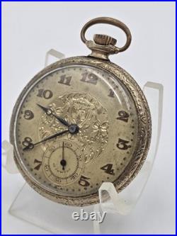 Rare Antique 1920 Gruen Guild 19 Pocket Watch GF Wadsworth Case Swiss. Works