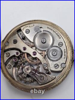 Rare Antique 1920 Gruen Guild 19 Pocket Watch GF Wadsworth Case Swiss. Works