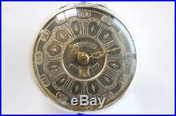 Rare Antique Silver Pair Case Verge Fusee Champleve Dial Pocket Watch 1741