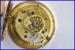 Rare Antique Solid Gold Quarter Repeater Pair Case Verge Fusee Pocket Watch
