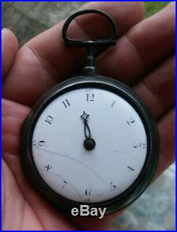 Rare Antique Verge Fusee Pair Case Silver English Pocket Watch Matin London 1802