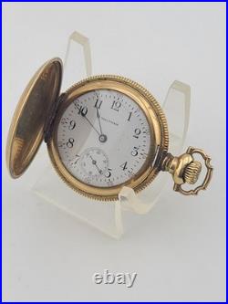 Rare Antique Waltham 12s Pocket Watch 7J Gold Filled 25yr Case C1910 Running