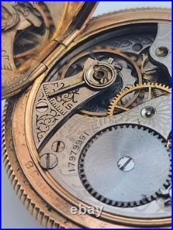 Rare Antique Waltham 12s Pocket Watch 7J Gold Filled 25yr Case C1910 Running