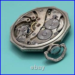 Rare Art Deco Paul Vallette 17 Jewels Pocket Watch White Gold Filled Case Runs
