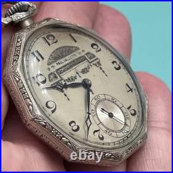 Rare Art Deco Paul Vallette 17 Jewels Pocket Watch White Gold Filled Case Runs