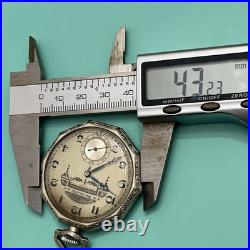 Rare Art Deco Paul Vallette 17 Jewels Pocket Watch White Gold Filled Case Runs