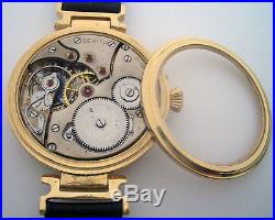 Rare Big ANTIQUE ZENITH Swiss Wristwatch with Enamel Dial in Gilt case