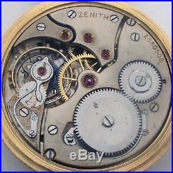 Rare Big ANTIQUE ZENITH Swiss Wristwatch with Enamel Dial in Gilt case