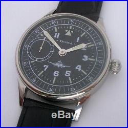 Rare Big Military DOXA LOCLE Swiss Wristwatch in Steel Case Aviator Pilots WW2